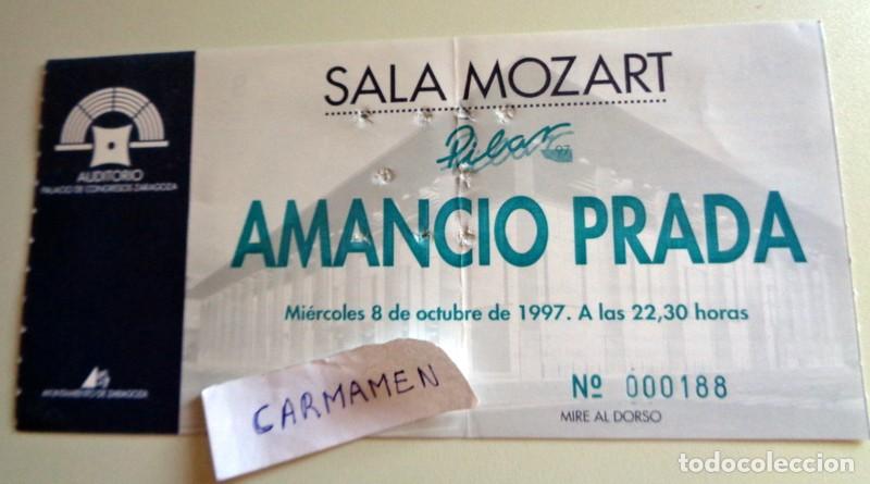 Entradas antiguas de conciertos: ENTRADA TICKET CONCIERTO - AMANCIO PRADA. FIESTAS DEL PILAR ZARAGOZA 1997. SALA MOZART