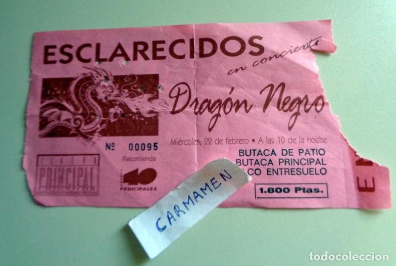 Entradas antiguas de conciertos: ENTRADA TICKET CONCIERTO ANTIGUA - ESCLARECIDOS. DRAG&Oacute;N NEGRO. TEATRO PRINCIPAL ZARAGOZA. 2001