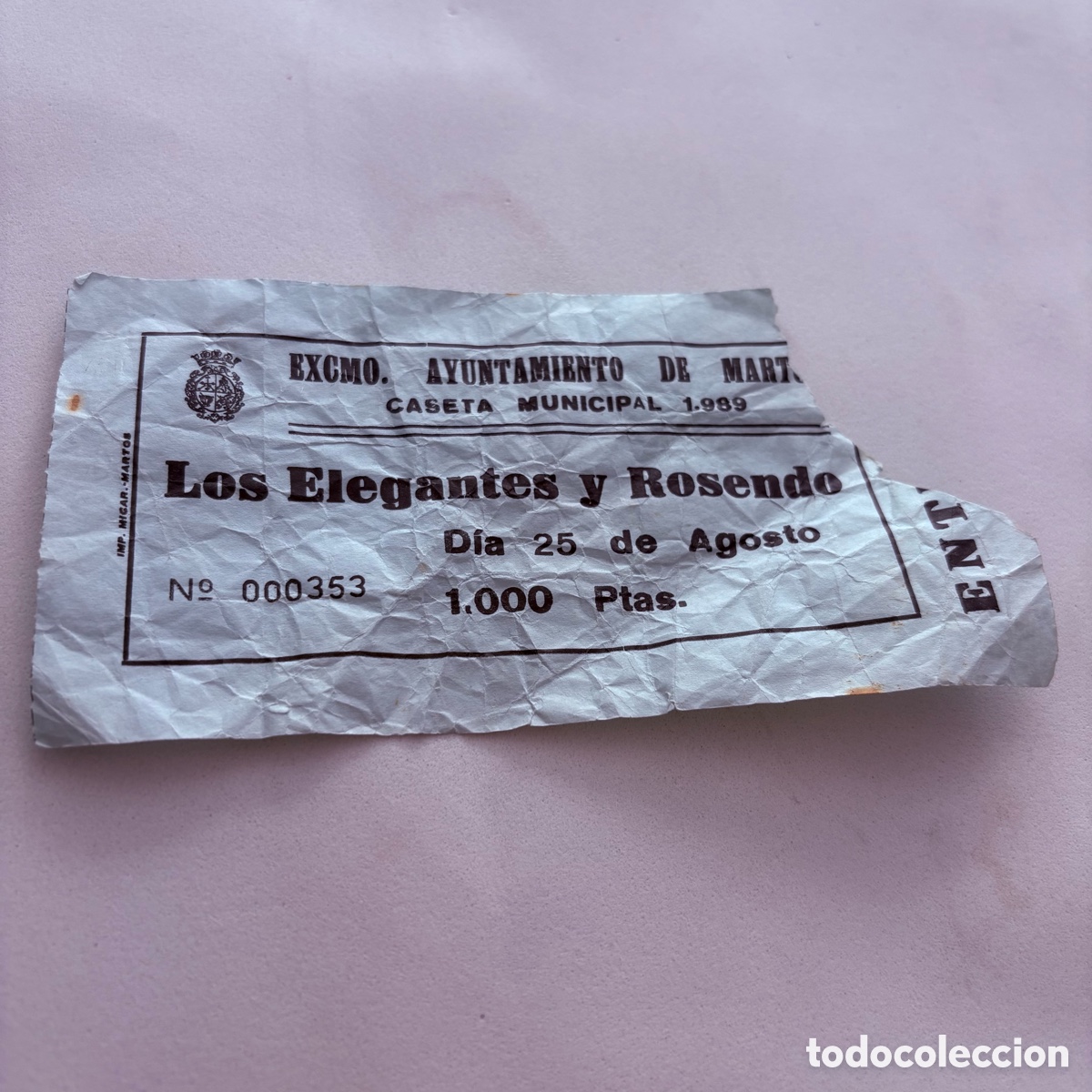 Entradas antiguas de conciertos: Entrada concierto los elegantes rosendo martos jaen 25 agosto 1989
