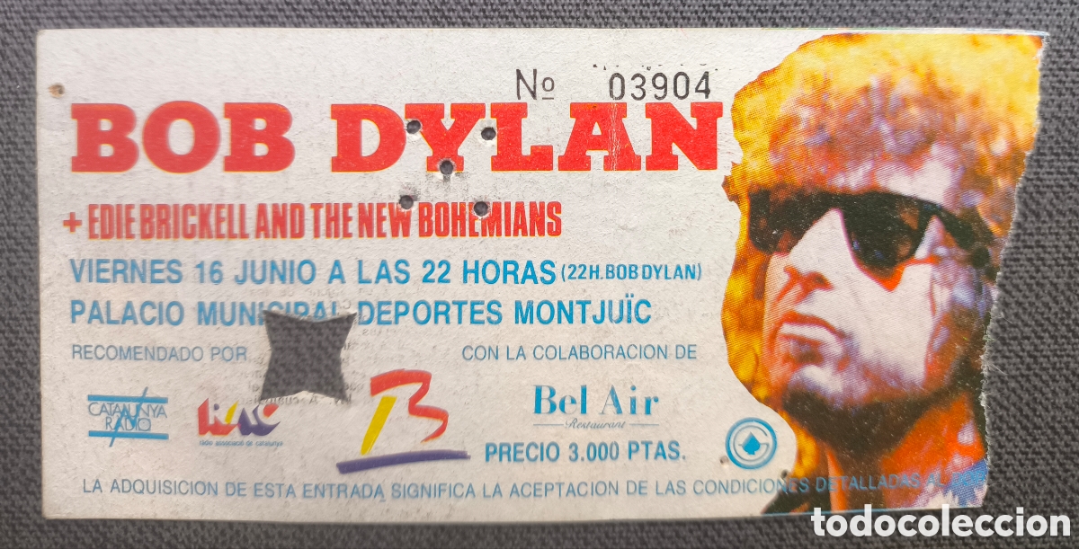 Entradas antiguas de conciertos: BOB DYLAN ENTRADA CONCIERTO PALACIO MUNICIPAL DEPORTES MONTJU&Iuml;C BARCELONA 1989