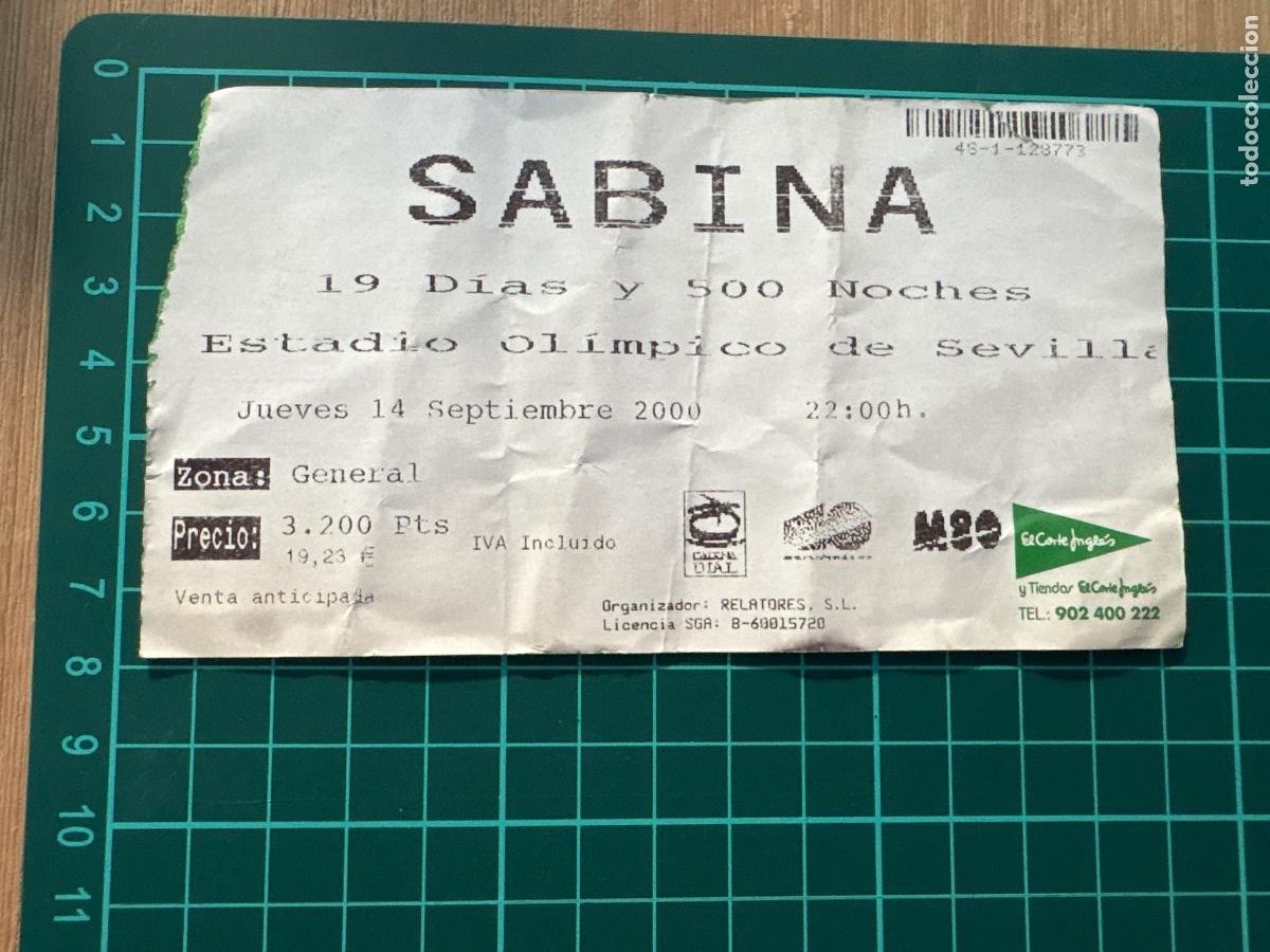 Entradas antiguas de conciertos: B2 (1). ENTRADA ESTADIO OL&Iacute;MPICO SABINA 2000