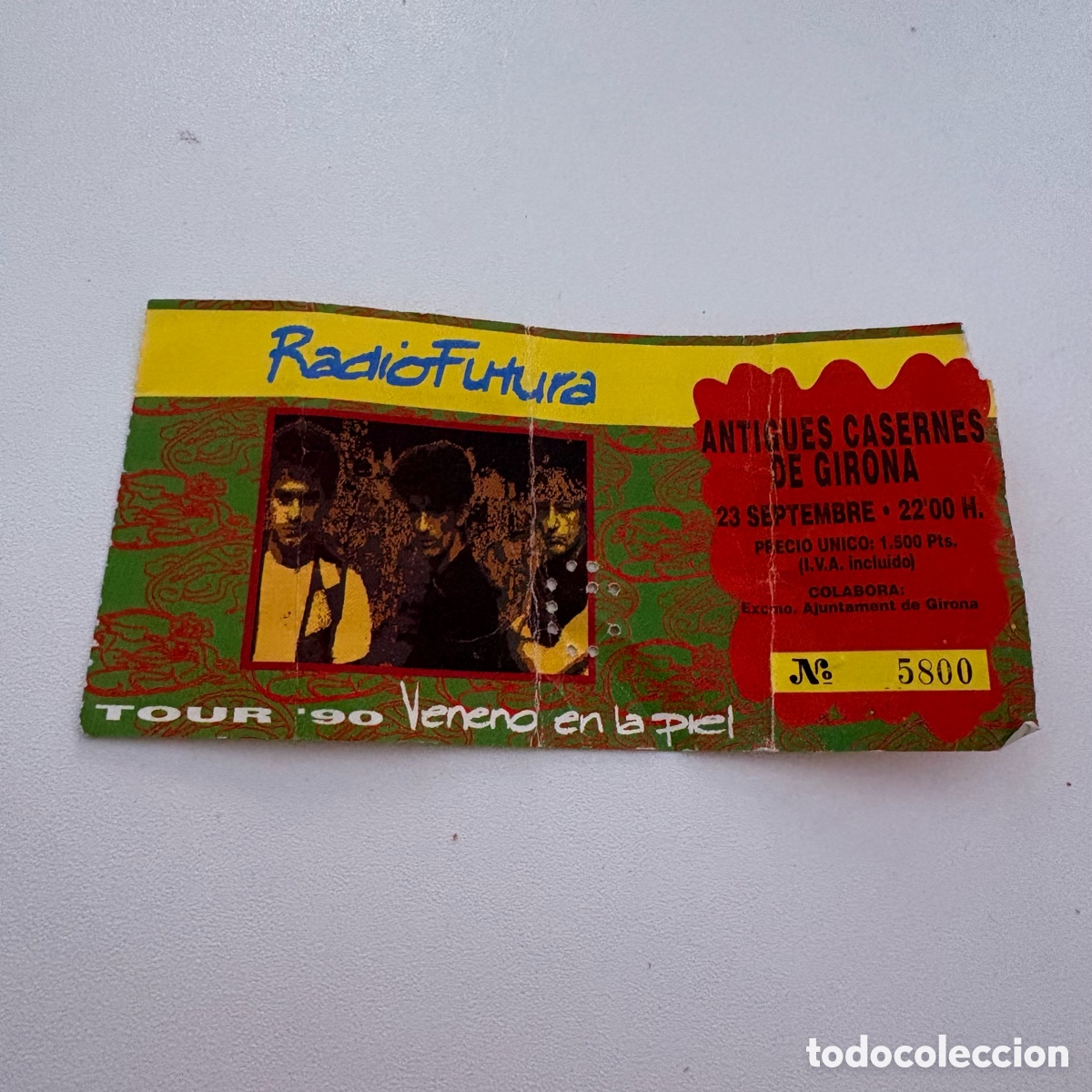 Entradas antiguas de conciertos: Entrada concierto Radio Futura 23 septiembre 1990 girona