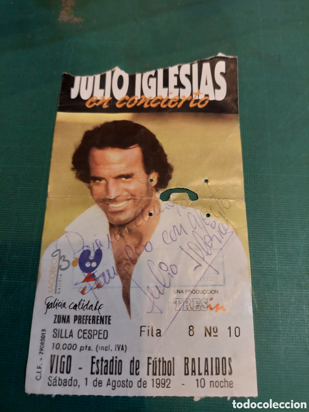 Entradas antiguas de conciertos: JULIO IGLESIAS FIRMADO ENTRADA VIGO ESTSDIO BALAIDOS 1992