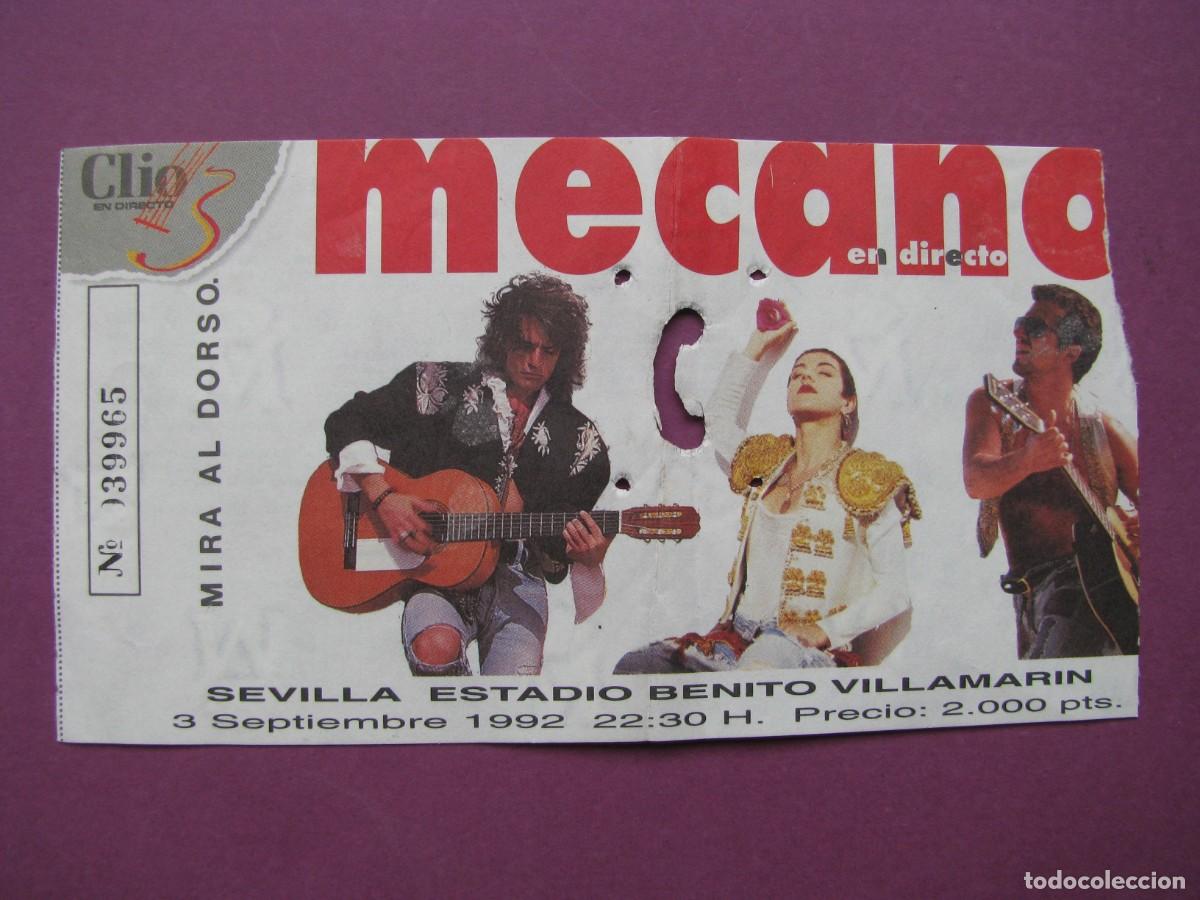 Entradas antiguas de conciertos: ENTRADA DEL CONCIERTO DE MECANO ESTADIO VILLAMARIN SEVILLA 1992