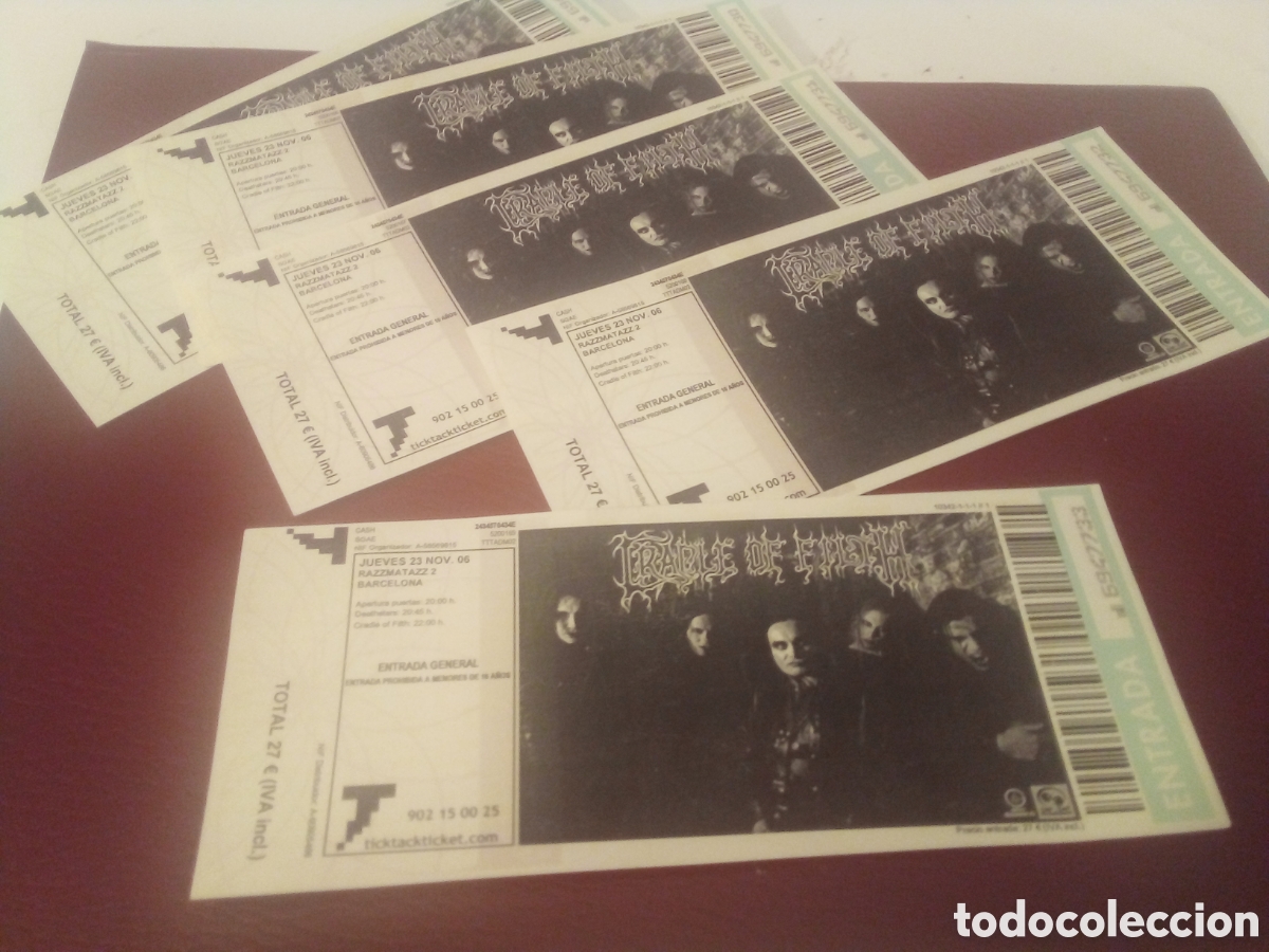 Entradas antiguas de conciertos: Lote 5 entradas completas CRADLE OF FILTH Barcelona 2006