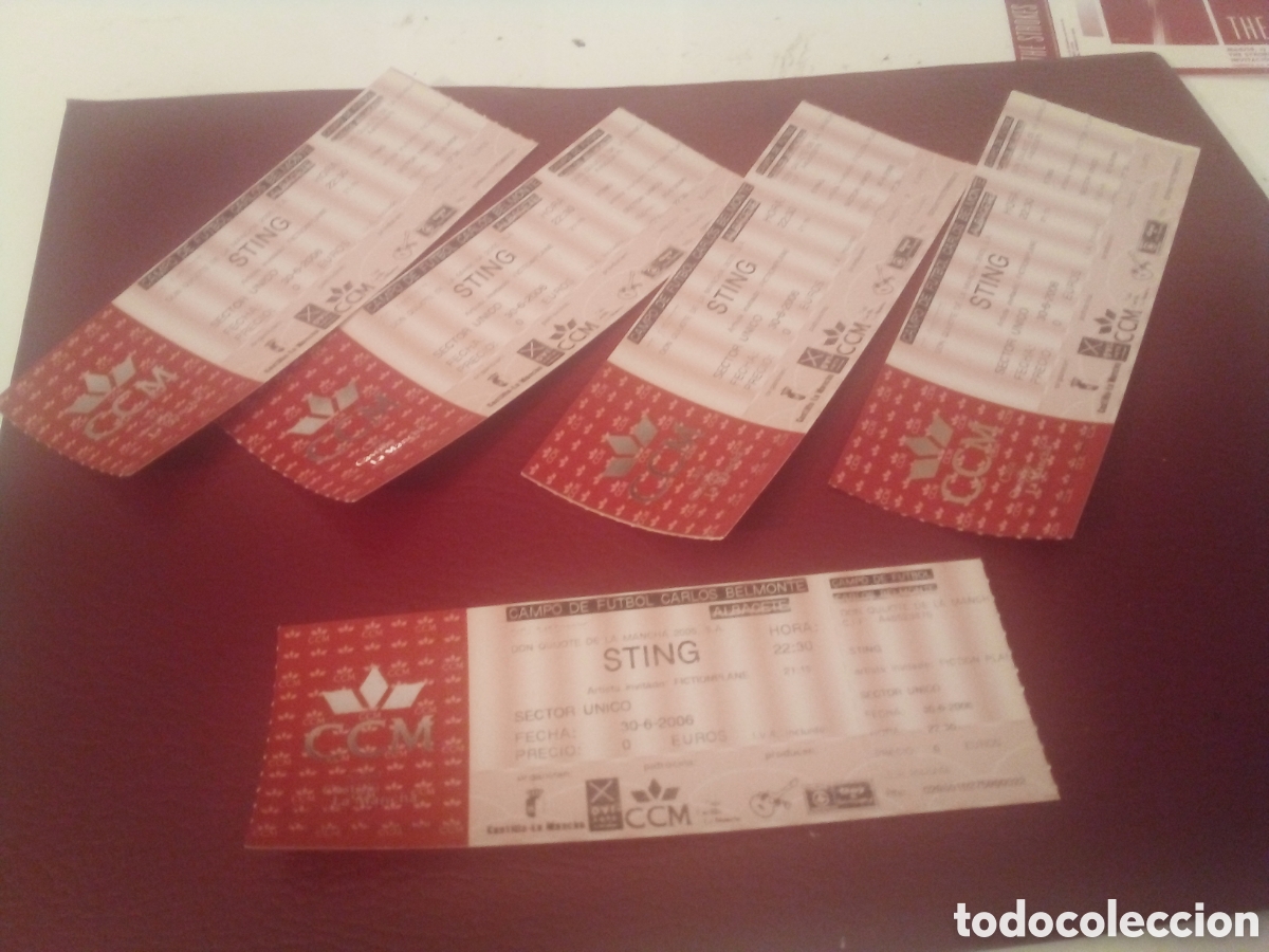 Entradas antiguas de conciertos: Lote 5 entradas completas STING Albacete 2006 The Police