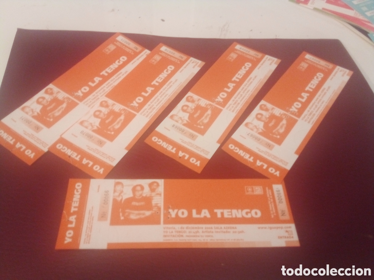 Entradas antiguas de conciertos: Lote 5 entradas completas YO LA TENGO Vitoria 2006