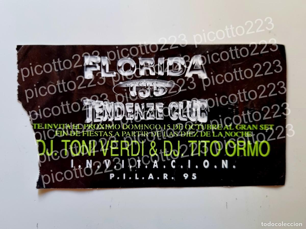 Entradas antiguas de conciertos: Antigua entrada discoteca Florida 135. A&ntilde;o 1995. Fraga (Huesca)