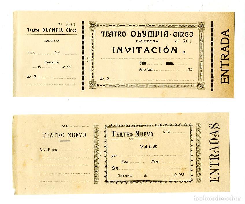 Entradas antiguas de conciertos: Entradas teatro Olympia circo y teatro Nuevo 192? - Teatro Olympia