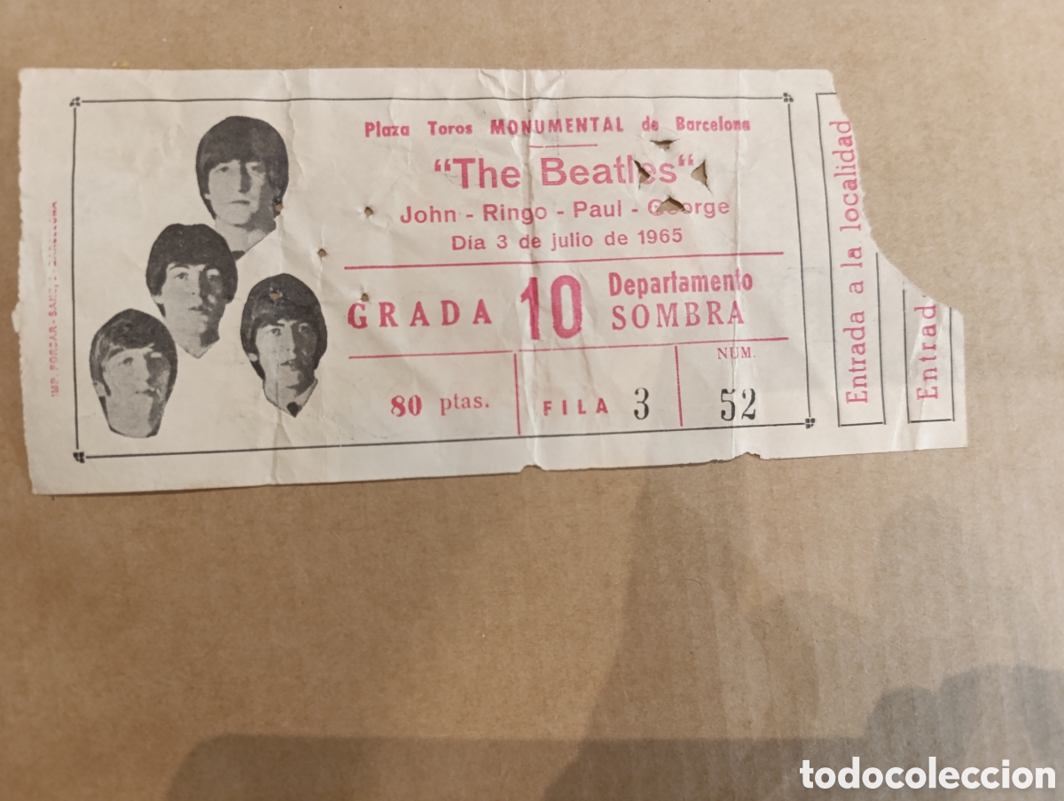 Entradas antiguas de conciertos: Entrada Original Concierto The Beatles &ndash; Barcelona 1965 (Plaza de Toros Monumental)