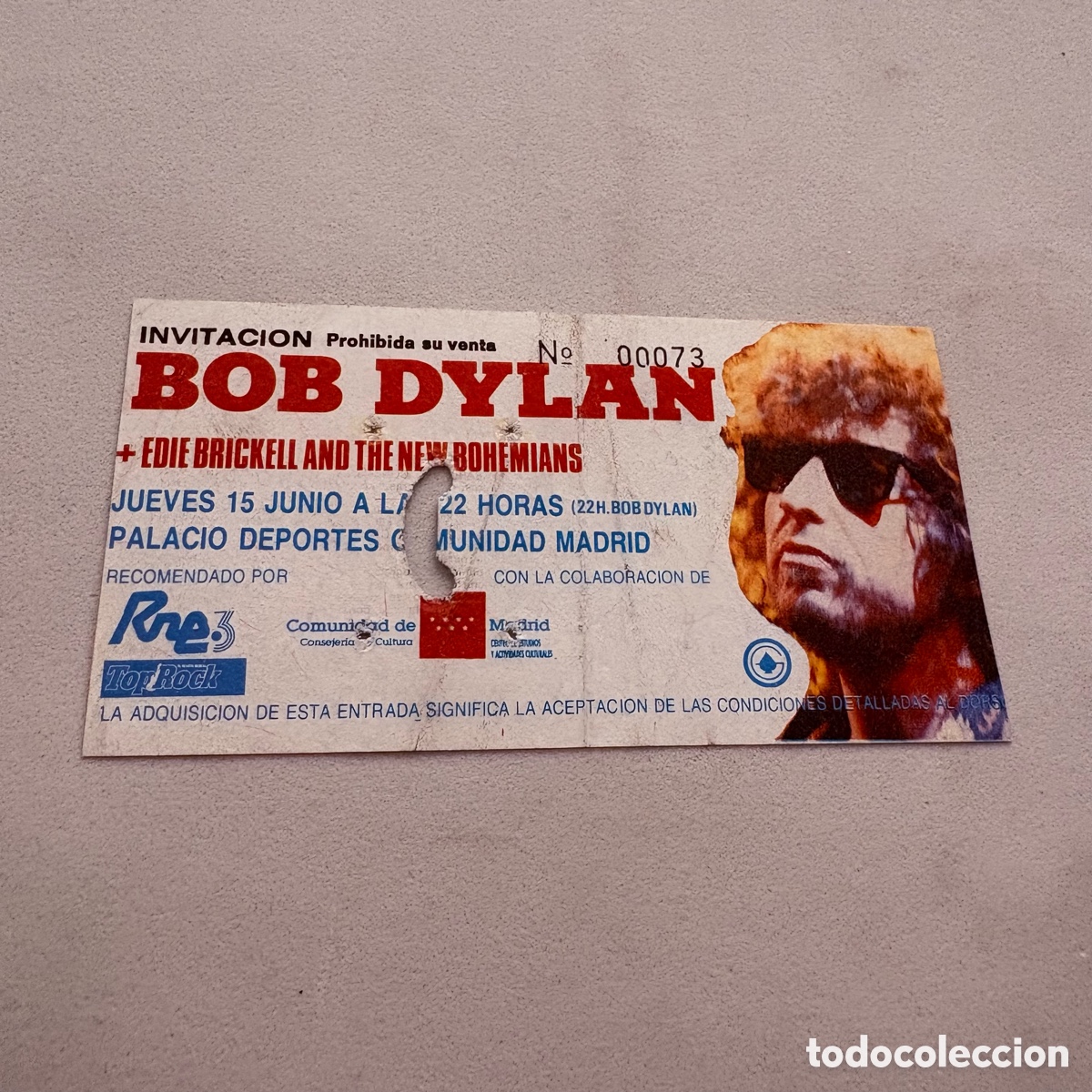 Entradas antiguas de conciertos: entrada original concierto de bob dylan 15 junio 1989 palacio deportes madrid