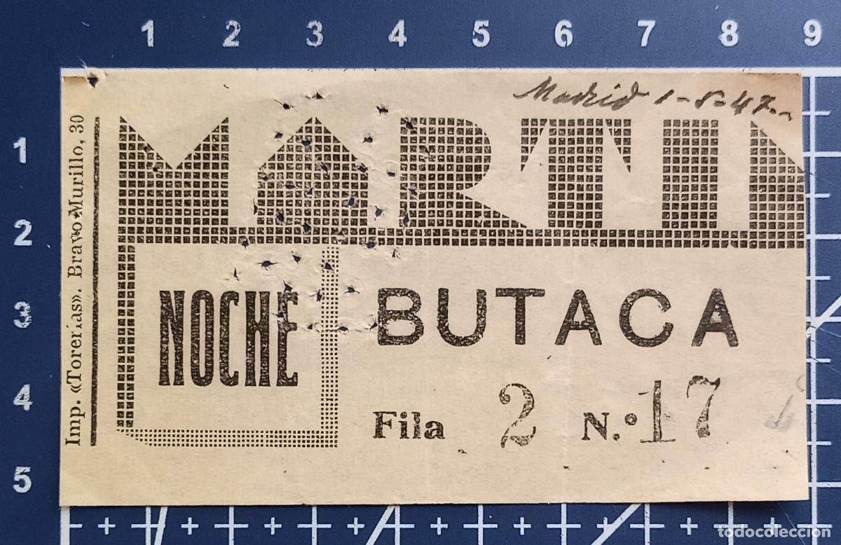 Tickets for concerts: ENTRADA/TIQUET - MARTIN - MADRID - 1947