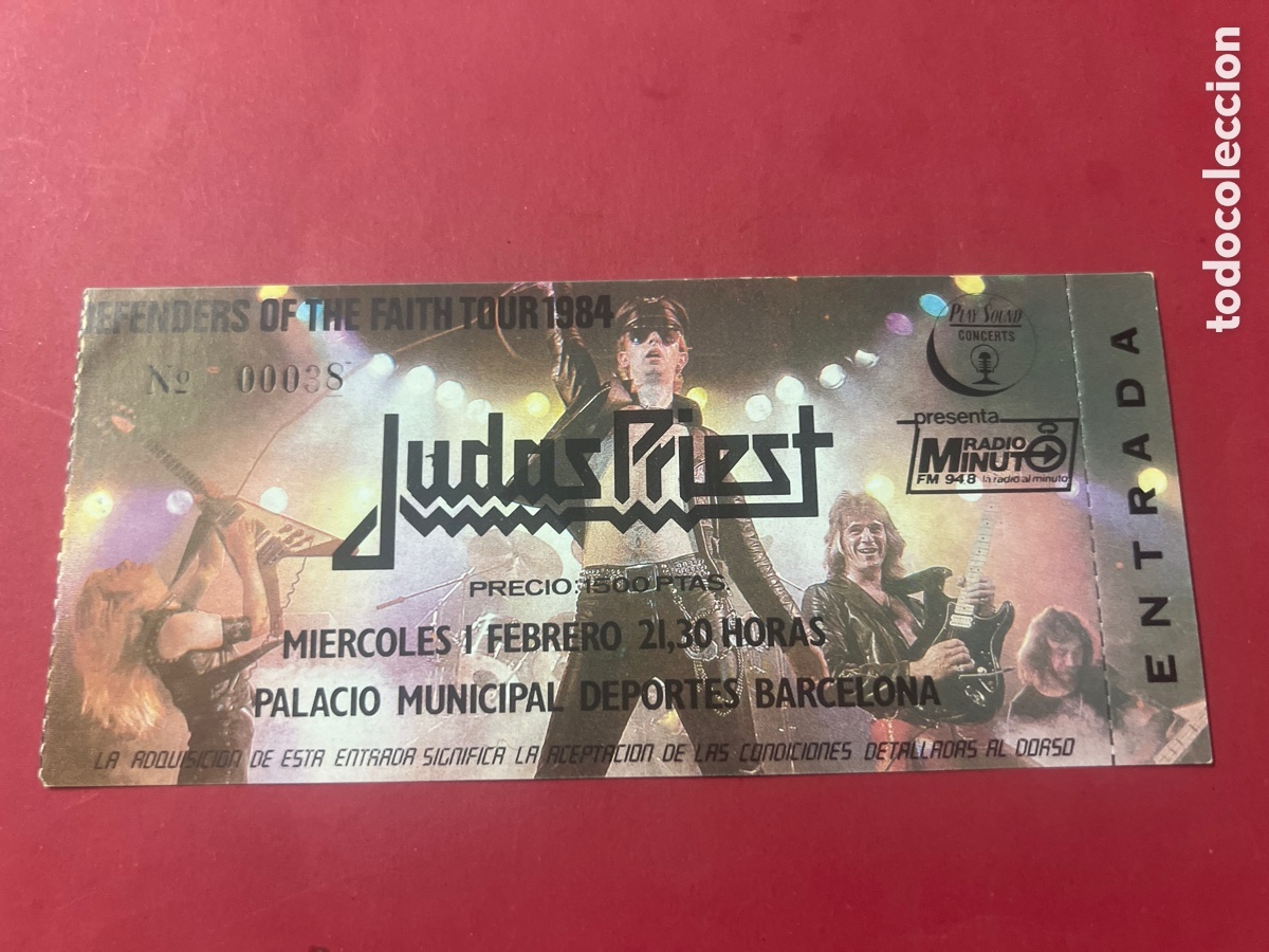 Entradas antiguas de conciertos: L860/14. L860/13. JUDAS PRIEST - ENTRADA CONCIERTO BARCELONA 1984.PALACIO DE LOS DEPORTES.
