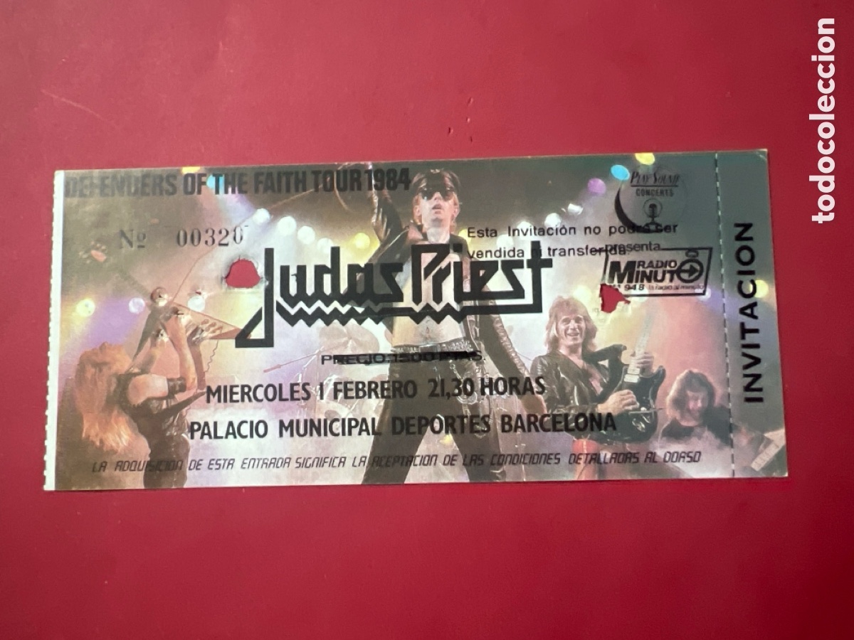 Entradas antiguas de conciertos: L860/15. L860/13. JUDAS PRIEST - ENTRADA CONCIERTO BARCELONA 1984.PALACIO DE LOS DEPORTES.