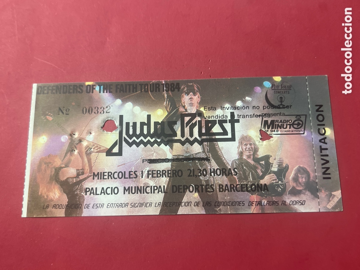 Entradas antiguas de conciertos: L860/16. L860/13. JUDAS PRIEST - ENTRADA CONCIERTO BARCELONA 1984.PALACIO DE LOS DEPORTES.