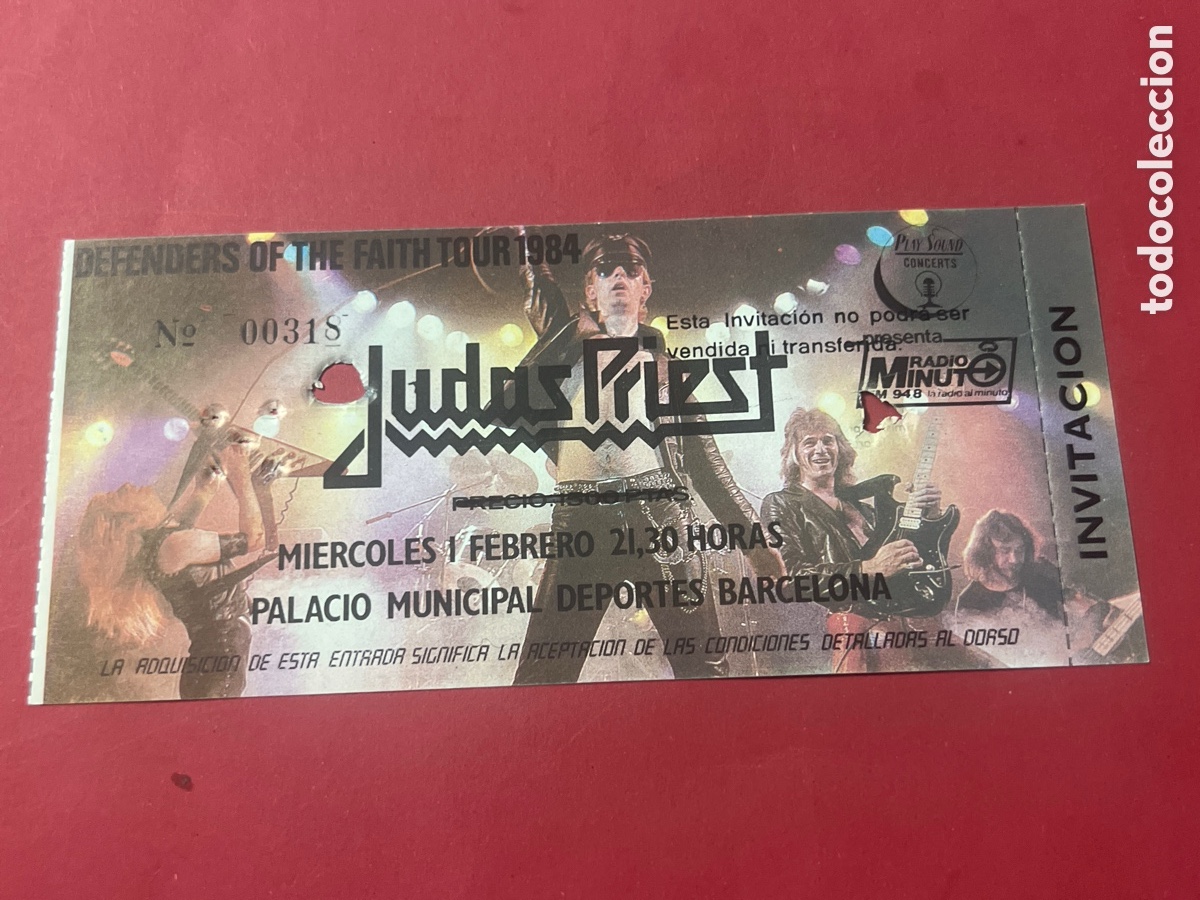 Konzert-Eintrittskarten: L860/17: L860/13. JUDAS PRIEST - ENTRADA CONCIERTO BARCELONA 1984.PALACIO DE LOS DEPORTES.