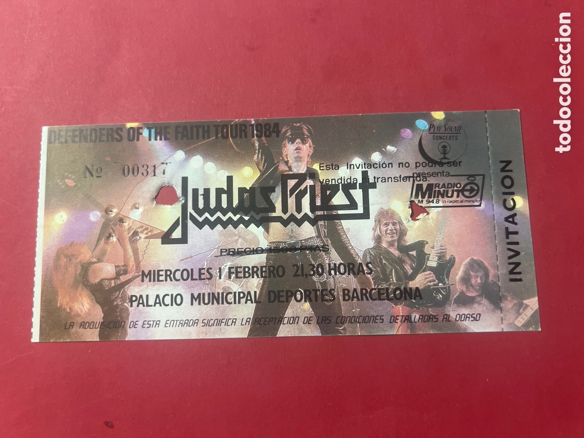 Biglietti di Concerti: L860/18. L860/13. JUDAS PRIEST - ENTRADA CONCIERTO BARCELONA 1984.PALACIO DE LOS DEPORTES.