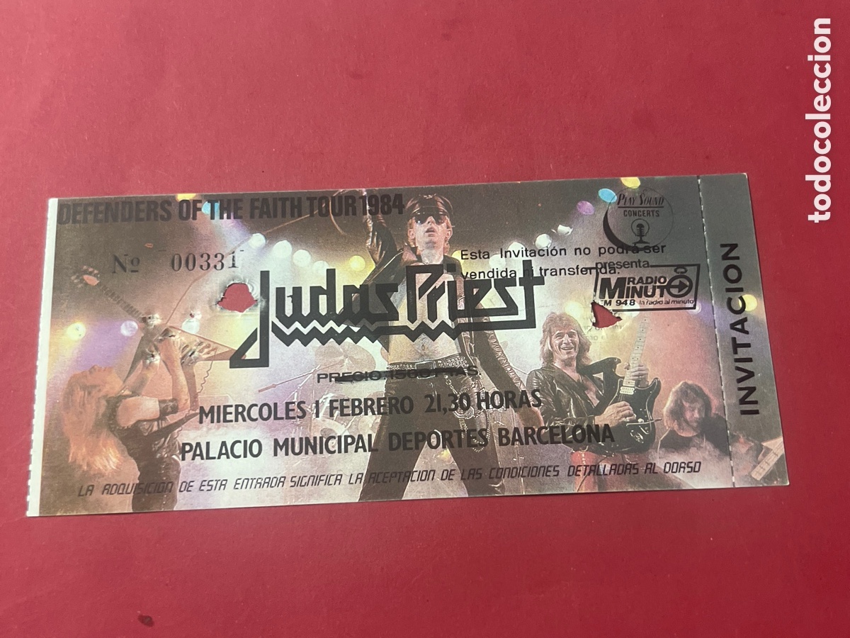 Tickets for concerts: L860/19. L860/13. JUDAS PRIEST - ENTRADA CONCIERTO BARCELONA 1984.PALACIO DE LOS DEPORTES.