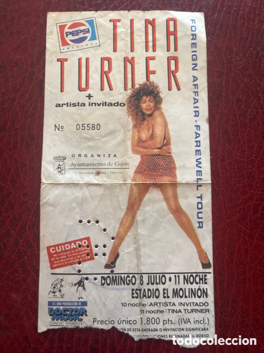 Entradas antiguas de conciertos: Entrada Tina Turner Gij&oacute;n 1990