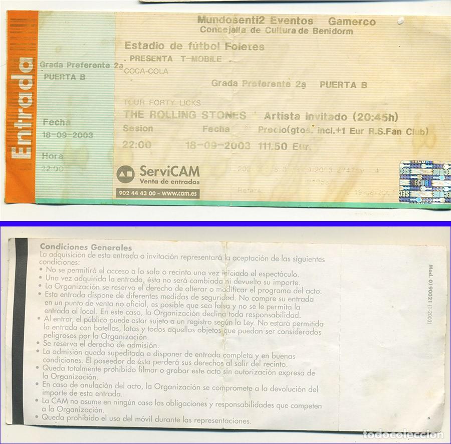 Entradas antiguas de conciertos: ENTRADA AL CONCIERTO DE LOS ROLLING STONES BENIDORM 18/09/2003
