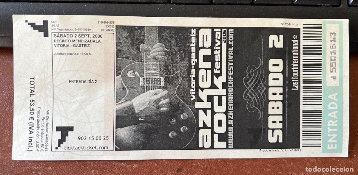 Entradas antiguas de conciertos: Entrada concierto Azkena Rock Festival (Vitoria - Gasteiz) - Recinto Mendizabala, 2006