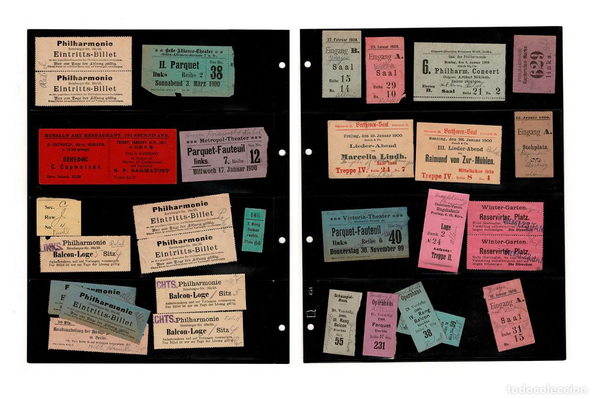 Entradas antiguas de conciertos: LOTE DE ENTRADAS Y BILLETES DE TEATRO Y CONCIERTOS ANTIGUOS (FRANCIA/ALEMANIA/EE.UU., H. 1900).