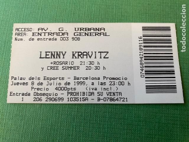 Entradas antiguas de conciertos: Lenny Kravitz. 1999. Entrada concierto Barcelona, Palacio de los Deportes