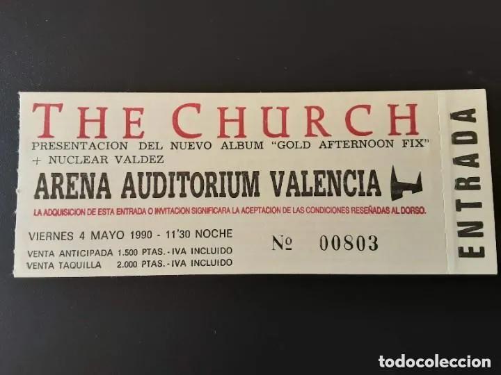 Entradas antiguas de conciertos: THE CHURCH ENTRADA TICKET ORIGINAL 1990 ARENA VALENCIA AUDITORIUM SPAIN