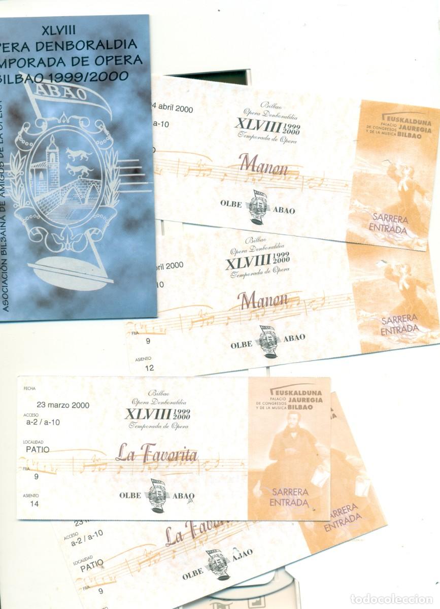 Entradas antiguas de conciertos: LOTE DOS ENTRADAS DOBLES TEMPORADA 48 DE OPERA DE LA ABAO 1999-2000 Y PROGRAMA