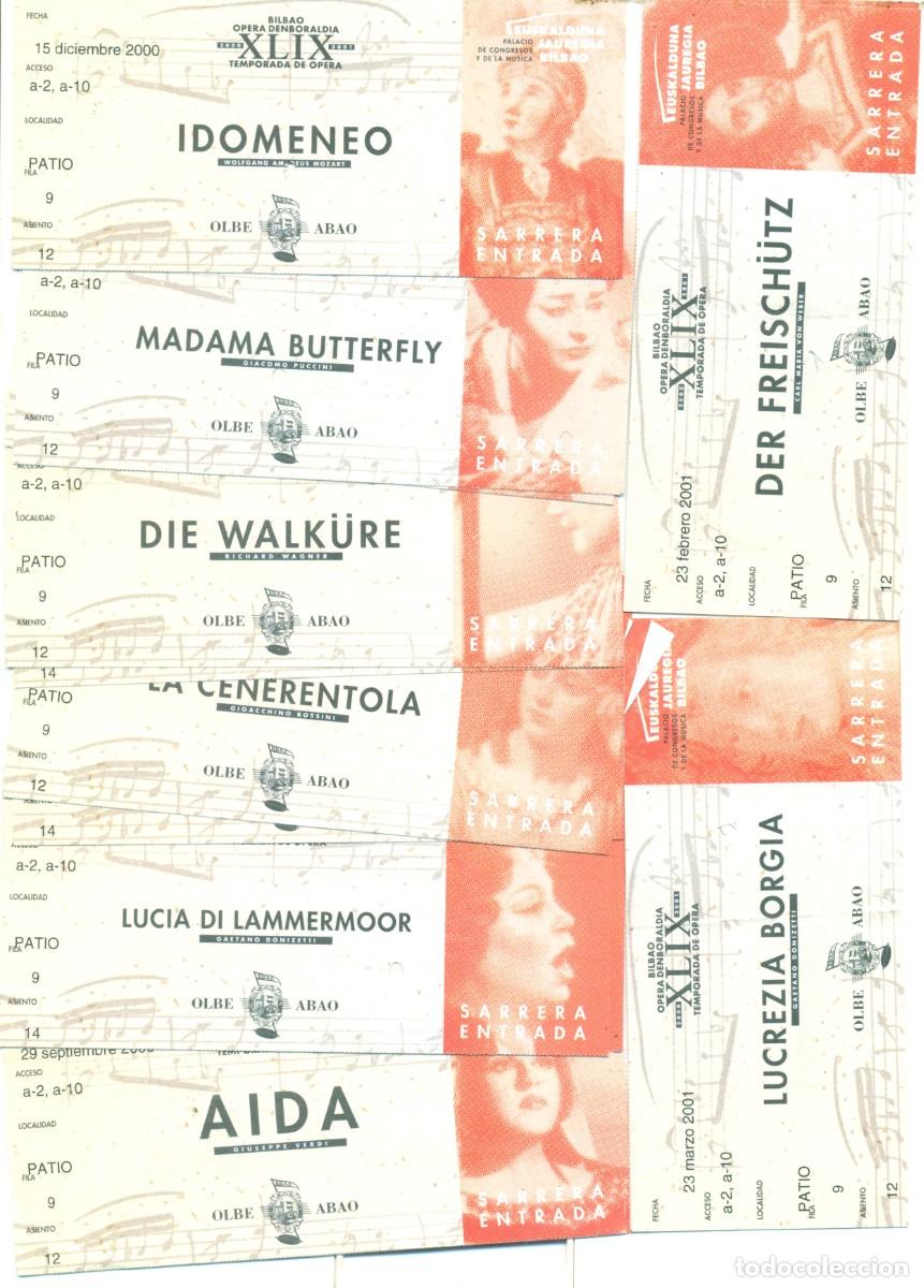 Entradas antiguas de conciertos: LOTE OCHO ENTRADAS DOBLES TEMPORADA 49 DE OPERA DE LA ABAO 2000-2001