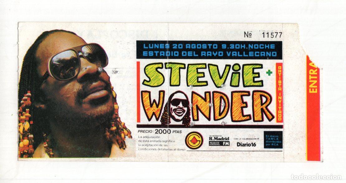 Entradas antiguas de conciertos: ENTRADA CONCIERTO STEVIE WONDER VALLECAS 20-8-1984. MADRID HIST&Oacute;RICA. JOYA COLECCIONISMO MUSICAL.