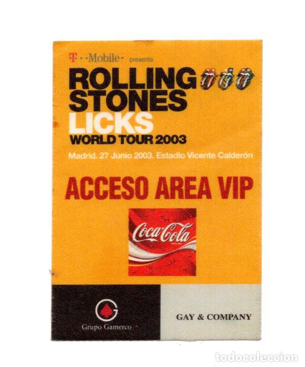 Entradas antiguas de conciertos: PASE VIP, ENTRADA, THE ROLLING STONES, MADRID EL 27 JUNIO 2003. ESTADIO VICENTE CALDER&Oacute;N