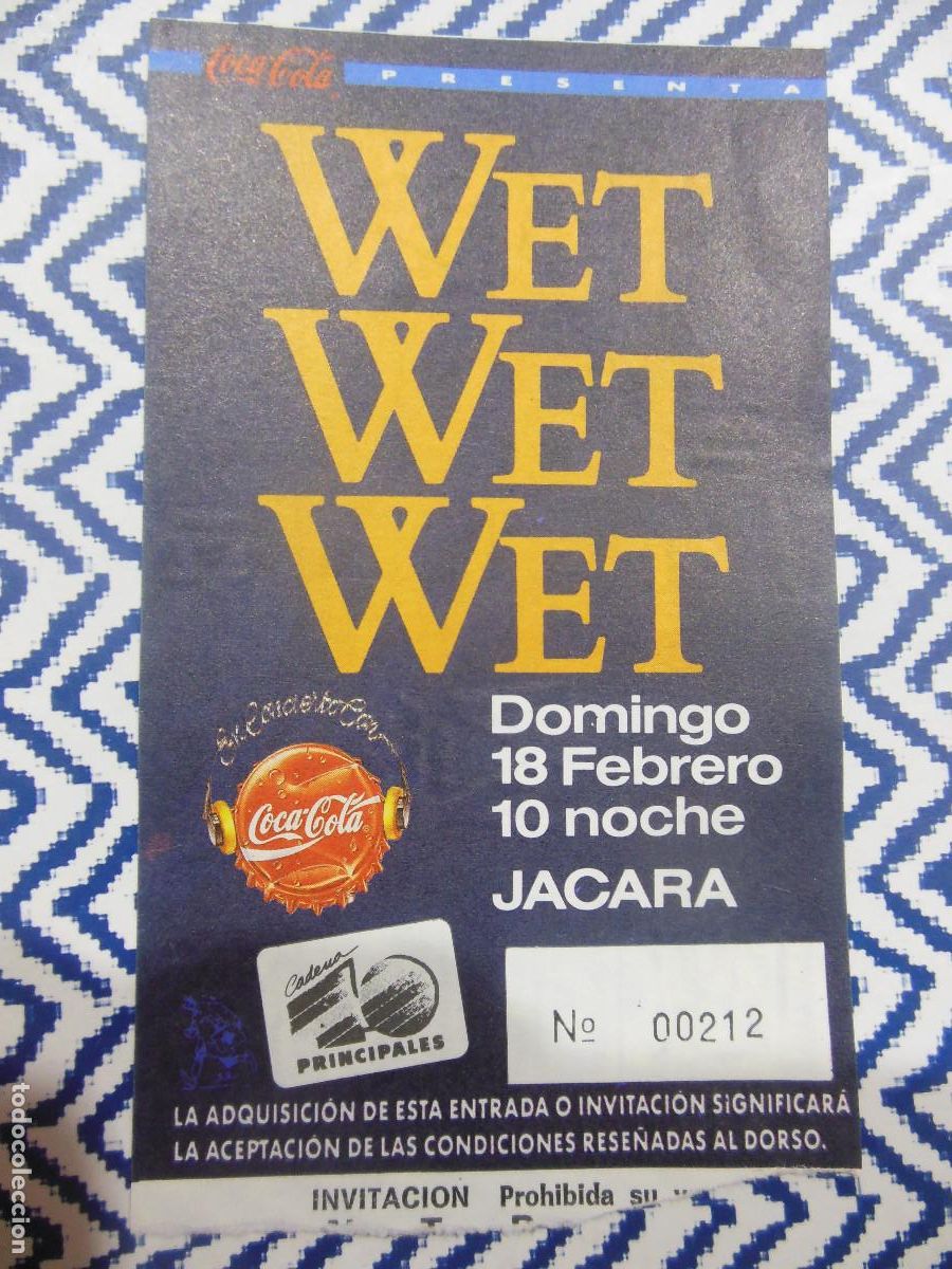 Entradas antiguas de conciertos: WET WET WET - ENTRADA DE CONCIERTO SALA JACARA MADRID TICKET