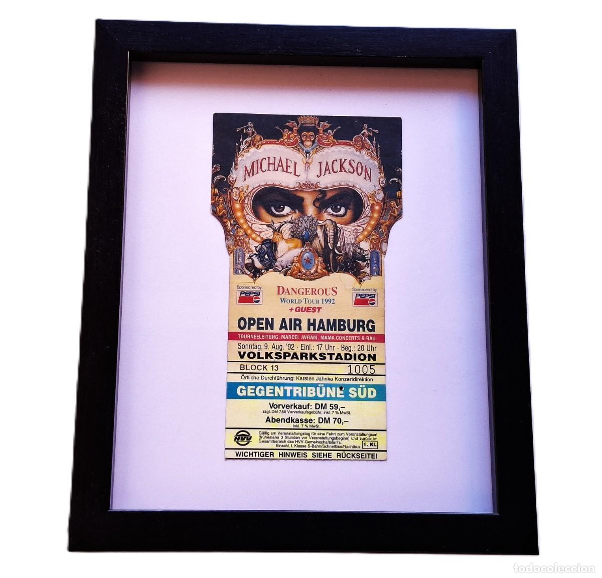 Entradas antiguas de conciertos: MICHAEL JACKSON - ENTRADA ORIGINAL TOUR 1992 HAMBURG ALEMANIA ENMARCADA CON CRISTAL