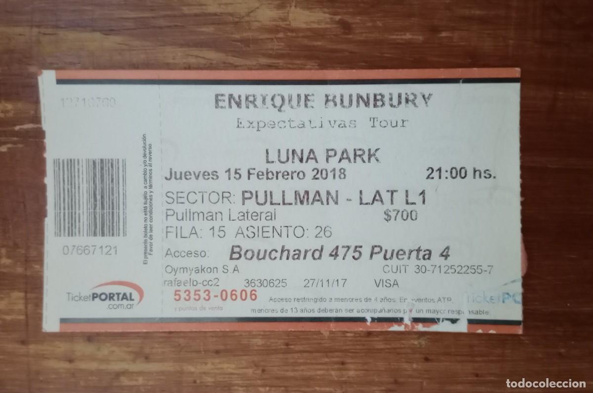 Tickets for concerts: Entrada Enrique Bunbury Luna Park Buenos Aires Argentina 15 Febrero 2018 Expectativas Tour