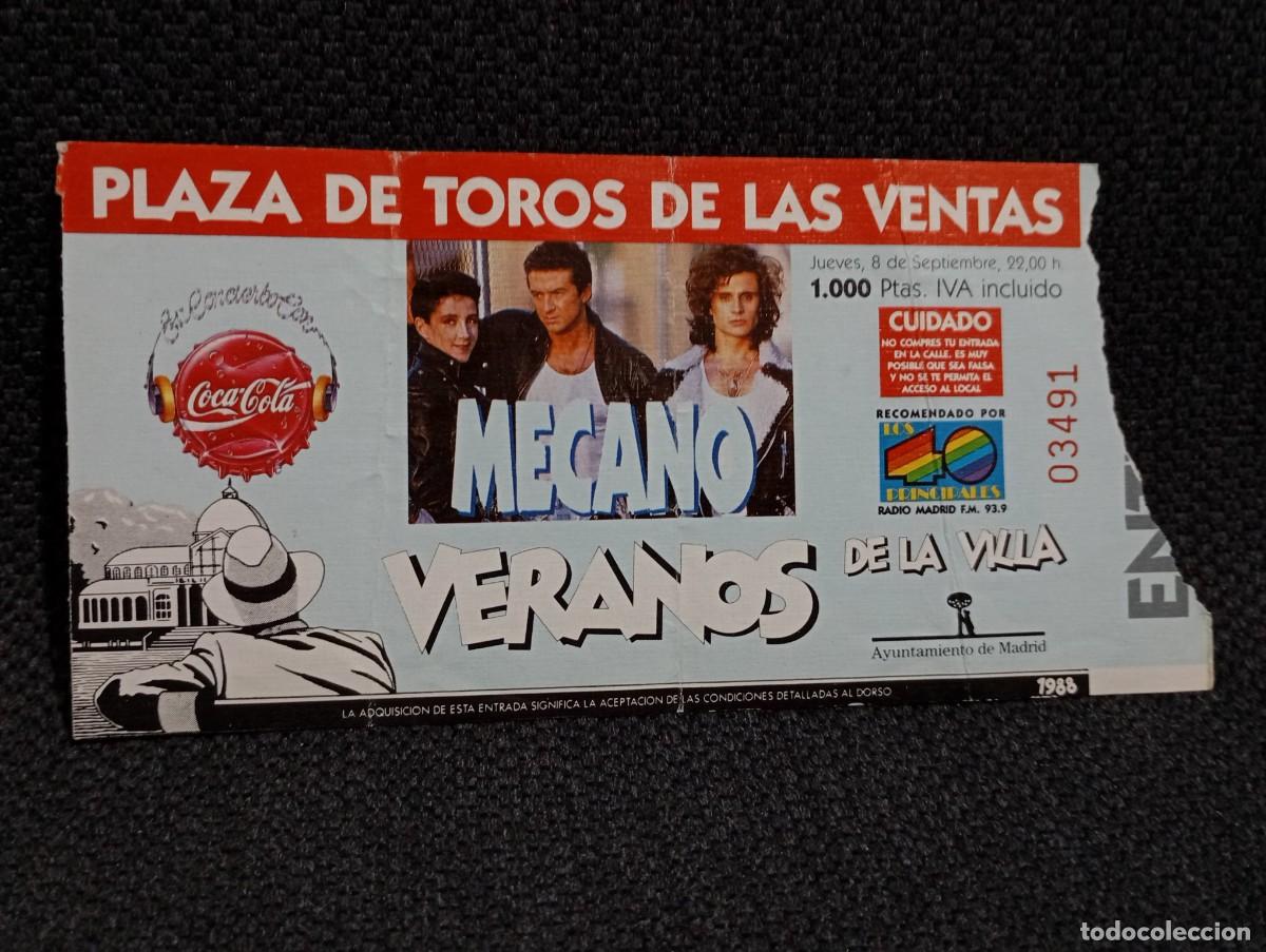 Entradas antiguas de conciertos: MECANO - ENTRADA DE CONCIERTO - PLAZA DE TOROS DE LAS VENTAS - 1988 - ORIGINAL