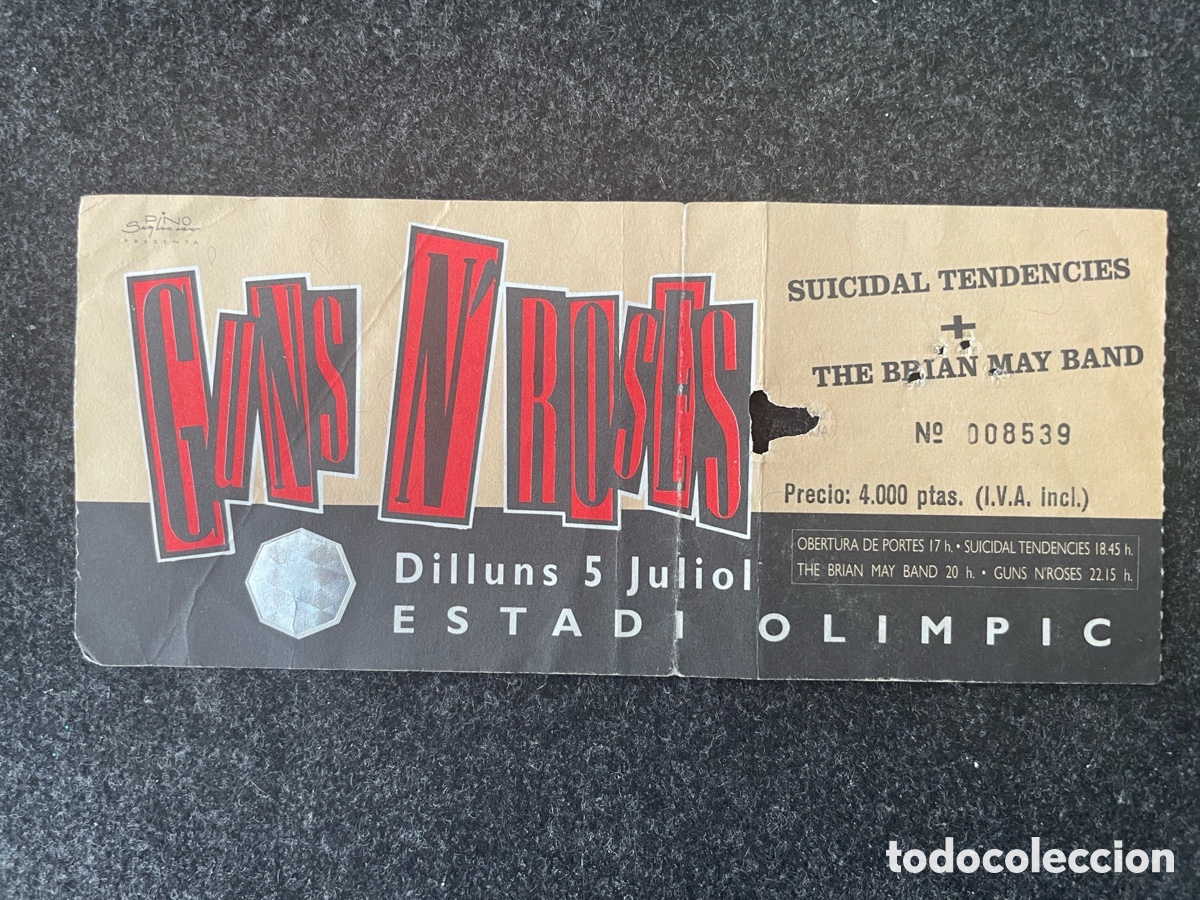 Entradas antiguas de conciertos: Entrada original Guns N&rsquo; Roses &mdash; Barcelona, Estadi Ol&iacute;mpic, 5 julio 1993