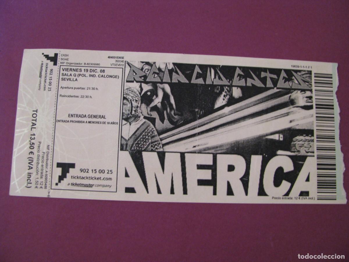 Entradas antiguas de conciertos: ENTRADA CONCIERTO REINCIDENTES SEVILLA 2008 - PRESENTACI&Oacute;N AM&Eacute;RICA - SALA Q