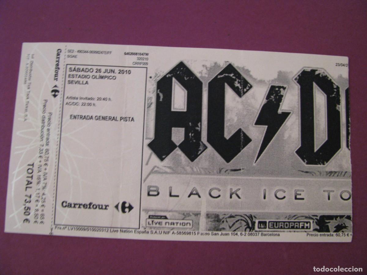 Entradas antiguas de conciertos: ENTRADA CONCIERTO AC/DC SEVILLA 2010 - BLACK ICE WORLD TOUR - ESTADIO OL&Iacute;MPICO