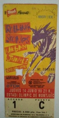 ENTRADA ORIGINAL CONCIERTO ROLLING STONES URBAN JUNGLE TOUR 14/6/1990