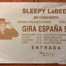 Entradas de Conciertos: SLEEPY LABEEF. ENTRADA CONCIERTO GIRA ESPAÑOLA 1991. BARCELONA, MADRID, VALENCIA Y LEÓN.. Lote 196024468