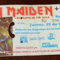 Entradas de Conciertos: ENTRADA ORIGINAL DEL CONCIERTO DE IRON MAIDEN Y ANTHRAX EN MADRID 25 DE OCTUBRE DE 1990, MIDE 10,5 X. Lote 209994205
