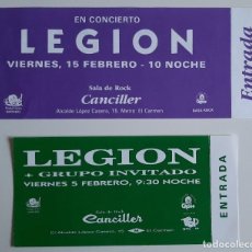 Billets de concerts: LEGION LOTE DE 2 ENTRADAS NUEVAS SIN USO EN LA SALA CANCILLER DE MADRID. Lote 254669280