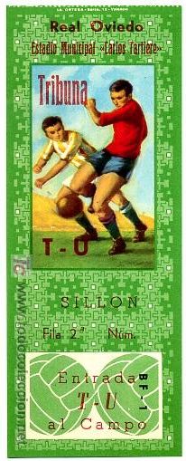 Coleccionismo deportivo: ENTRADA FUTBOL ESTADIO REAL OVIEDO CARLOS TARTIERE A&Ntilde;OS 1960 EFD 8 RB