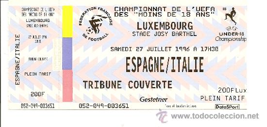 Coleccionismo deportivo: ENTRADA UEFA MENORES DE 18 A&Ntilde;OS DEL 96 ESPA&Ntilde;A vs ITALIA