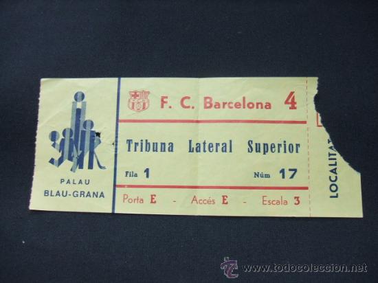 Sports collectibles: ENTRADA - PALAU BLAU-GRANA -  F.C. BARCELONA -