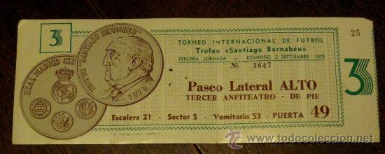 Sammelleidenschaft Sport: ANTIGUA ENTRADA DE FUTBOL ORIGINAL, TROFEO SANTIAGO BERNABEU, 2 DE SEPTIEMBRE 1979 - BAYRN MUNICH .