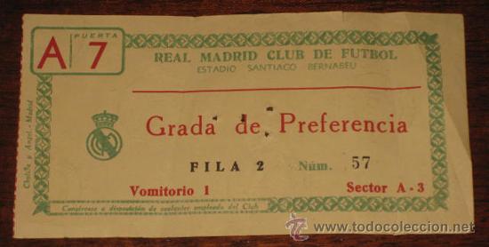 Sammelleidenschaft Sport: ANTIGUA ENTRADA DEL REAL MADRID CLUB DE FUTBOL - ESTADIO SANTIAGO BERNABEU - NO PONE LA FECHA.