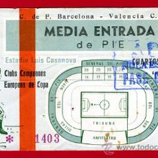 Coleccionismo deportivo: ENTRADA FUTBOL , MEDIA ENTRADA VALENCIA BARCELONA ,CUARTOS RECOPA EUROPA 1980 , ORIGINAL , EF1779