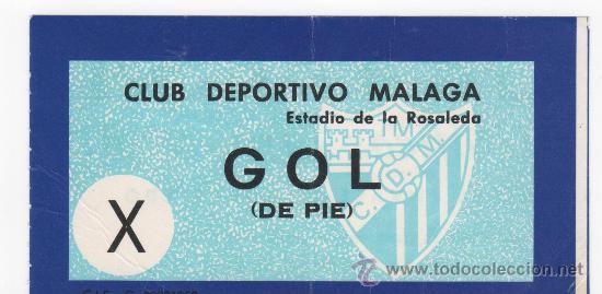 Sports collectibles: 2 antiguas Entradas de F&uacute;tbol. Estadio La Rosaleda. Club Deportivo M&aacute;laga. Publicidad Grafesa